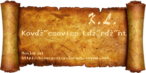 Kovácsovics Lóránt névjegykártya